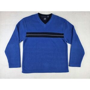 Vintage GAP Blue Stripe Pullover V-Neck L/S Sweater Adult Size Medium Sweatshirt